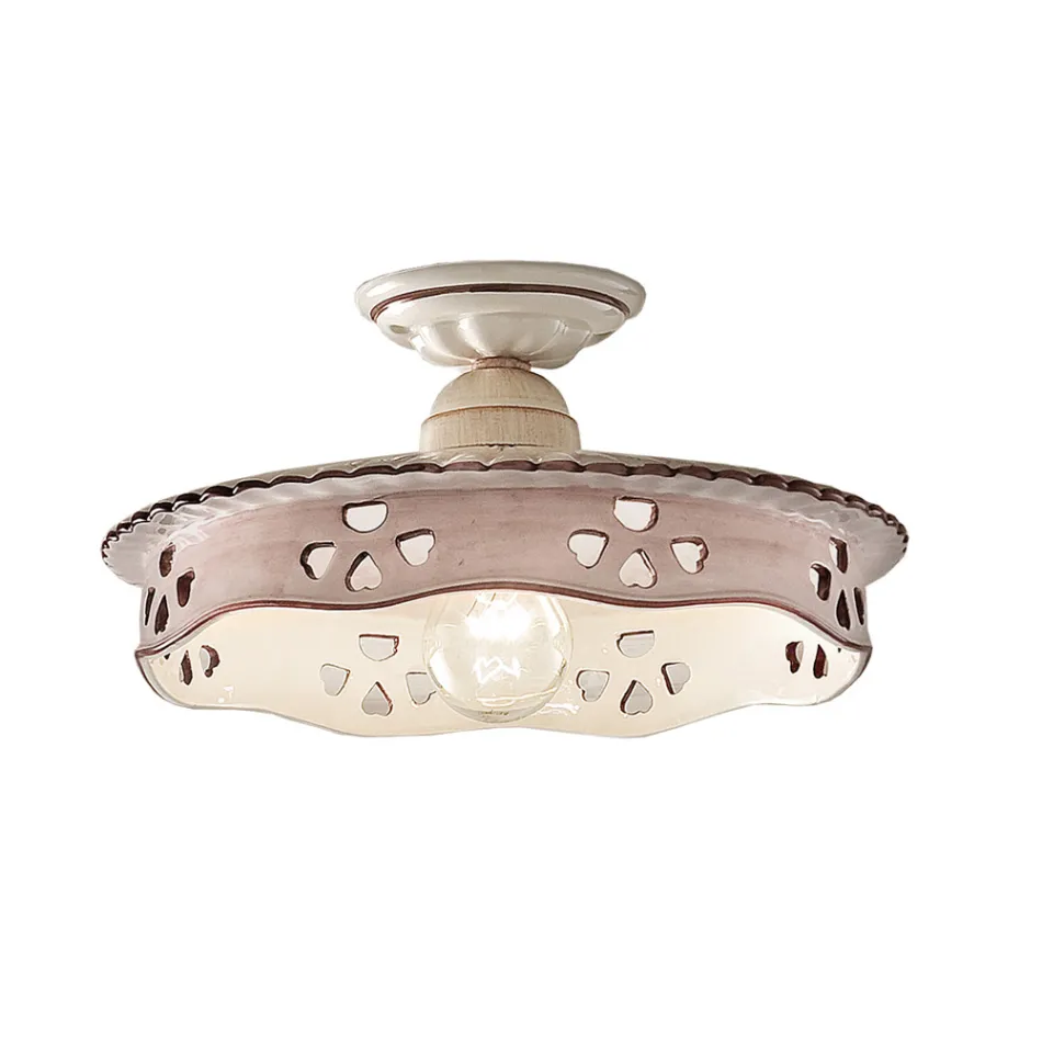 Llambë tavani vintage prej qeramike dhe hekuri të punuar me dorë 2 përmasa - Alessandria Viadurini