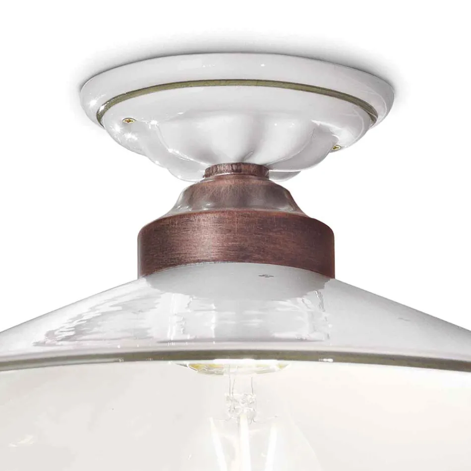 Llamba Tavani Vintage ne Qeramike dhe Hekur Pune Dore ne 3 Madhesi - Asti Viadurini