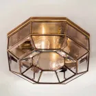 Llambë tavan e cilësisë së mirë në bronz dhe qelq të djegur me madhësi 2 - Lidhur nga Il Fanale Viadurini