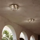 Llambë tavani vintage me tunxh të lyer dhe xham 2 përmasa - Lidhur nga Il Fanale Viadurini