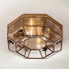 Llambë tavan e cilësisë së mirë në bronz dhe qelq të djegur me madhësi 2 - Lidhur nga Il Fanale Viadurini