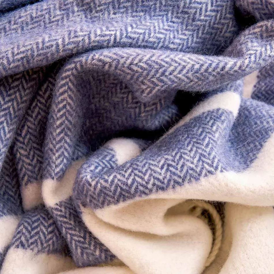 Plaid me përzierje leshi ultra të butë dhe me gëzof Prodhuar në Itali - Caldoso Viadurini