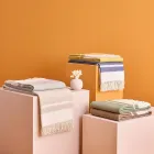 Plaid me përzierje leshi ultra të butë dhe me gëzof Prodhuar në Itali - Caldoso Viadurini