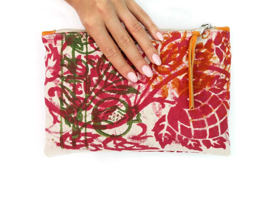 Çanta me tufë artistike me stampa me dorë, copë unike në pambuk, 2 copë - Viadurini nga Marchi Viadurini
