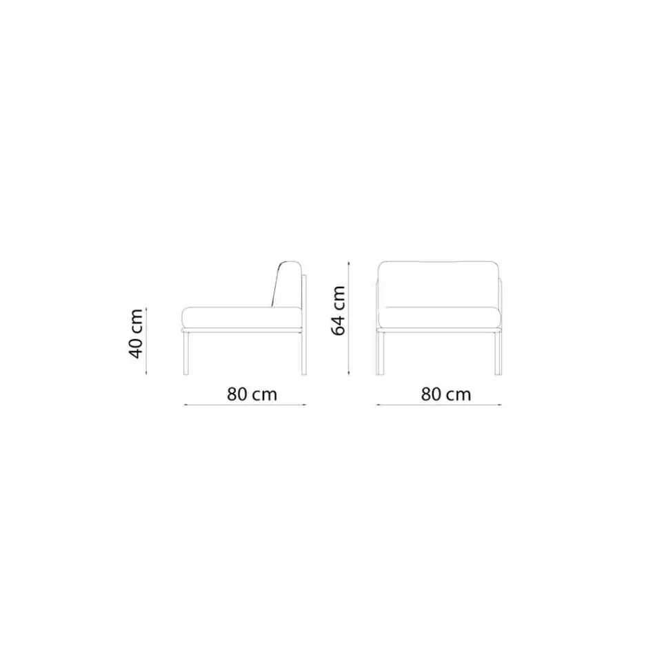 Kolltuk modular qendror për ambiente të jashtme në metal dhe pëlhura të bëra në Itali - Cola Viadurini