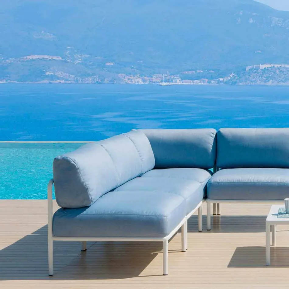 Kolltuk modular qendror për ambiente të jashtme në metal dhe pëlhura të bëra në Itali - Cola Viadurini