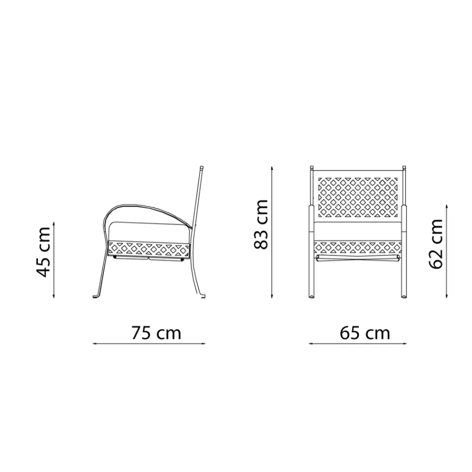 Kolltukë e ulët kopshti në çelik të galvanizuar me mbështetëse krahësh Prodhuar në Itali - Selvaggia Viadurini
