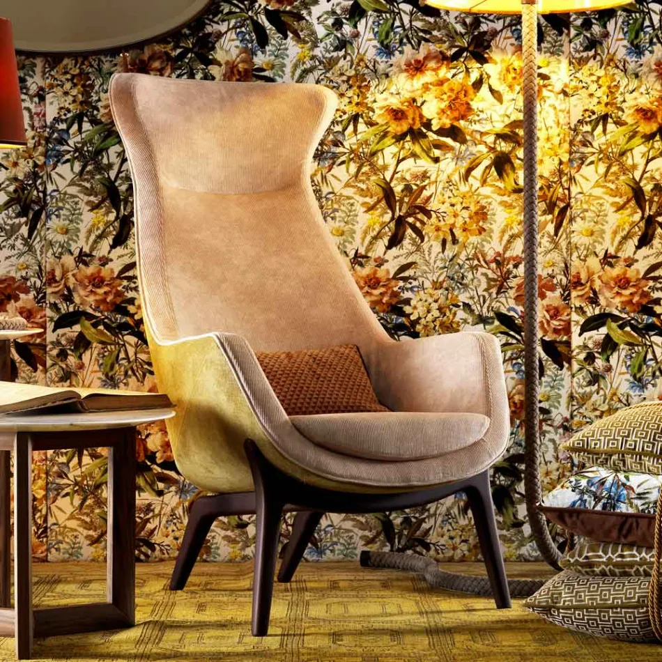 Dizajn kolltuk bergére në pëlhurë Grilli Wilde 100% e bërë në Itali Viadurini