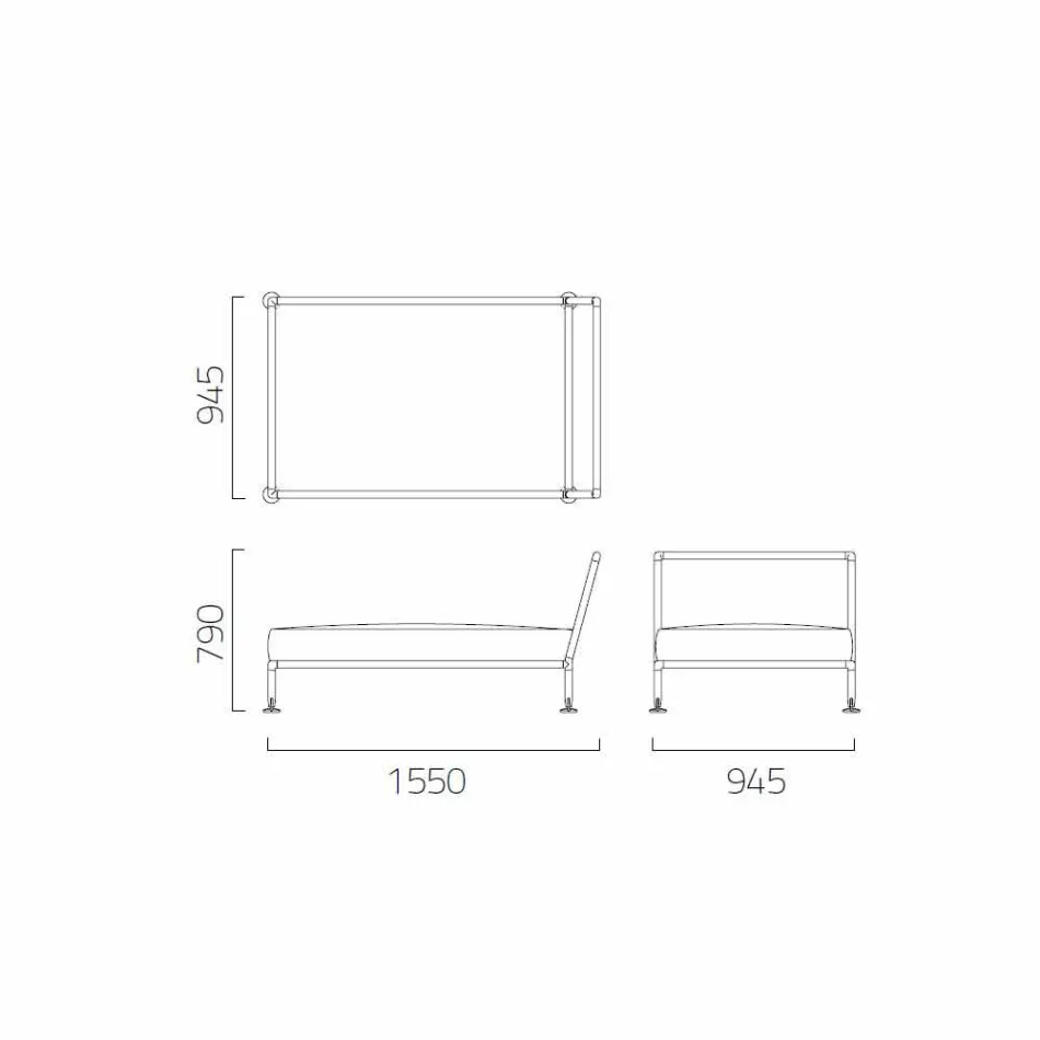 Kolltuk Shaise Longue me Dizajn Modern për Kopsht Made in Italy - Ontario1 Viadurini