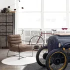 Kolltukë klasike me dizajn çeliku dhe lëkure artificiale kafe ose e zezë - Kendy Viadurini