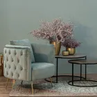 Kolltukë klasik në dru të veshur me susta me efekt kadife Homemotion - Nichy Viadurini