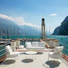 Kolltuk i jashtëm modern në metal të pikturuar dhe pëlhurë të bërë në Itali - Olma Viadurini