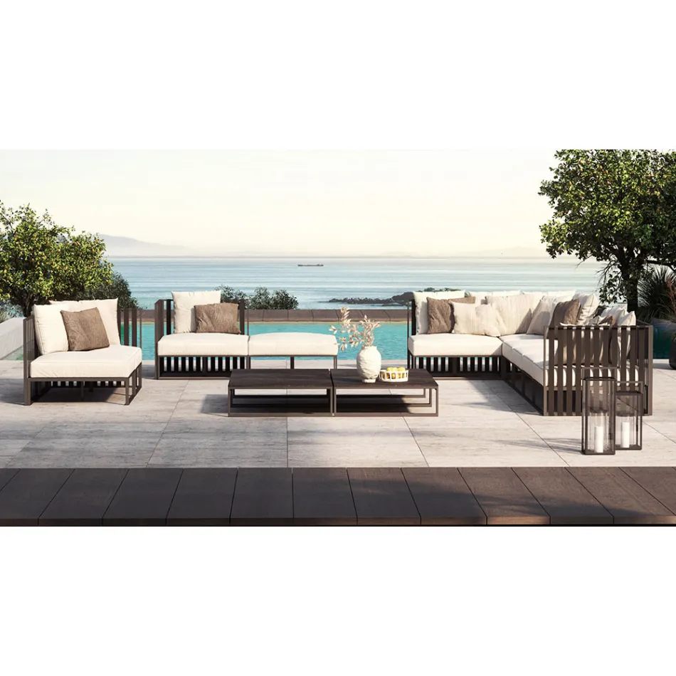 Kolltuku i kopshtit me sedilje prej pëlhure dhe strukturë alumini Prodhuar në Itali - Juliediv Viadurini