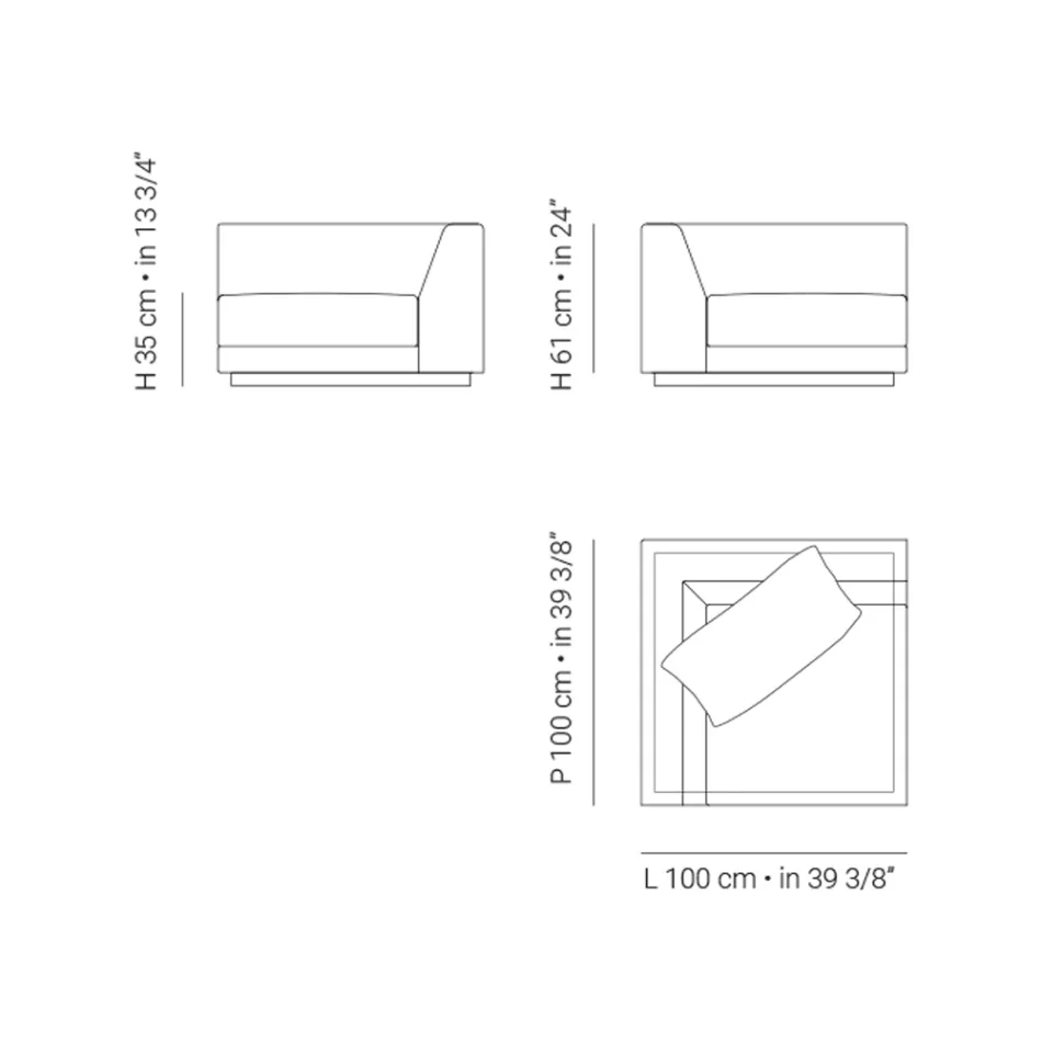 Kolltuku Kopshti me Strukturë Këndi të Djathtë Prodhuar në Itali - Rubik Viadurini