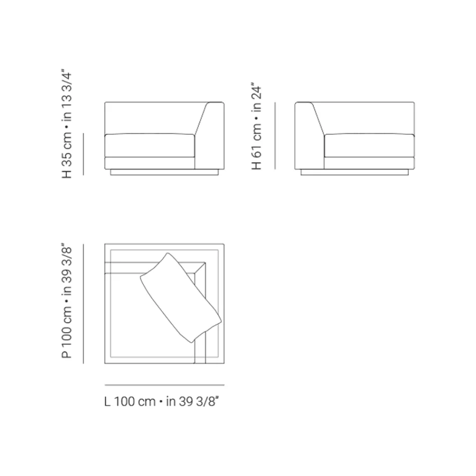 Kolltuku Kopshti me Strukturë Këndi të Majtë Prodhuar në Itali - Rubik Viadurini