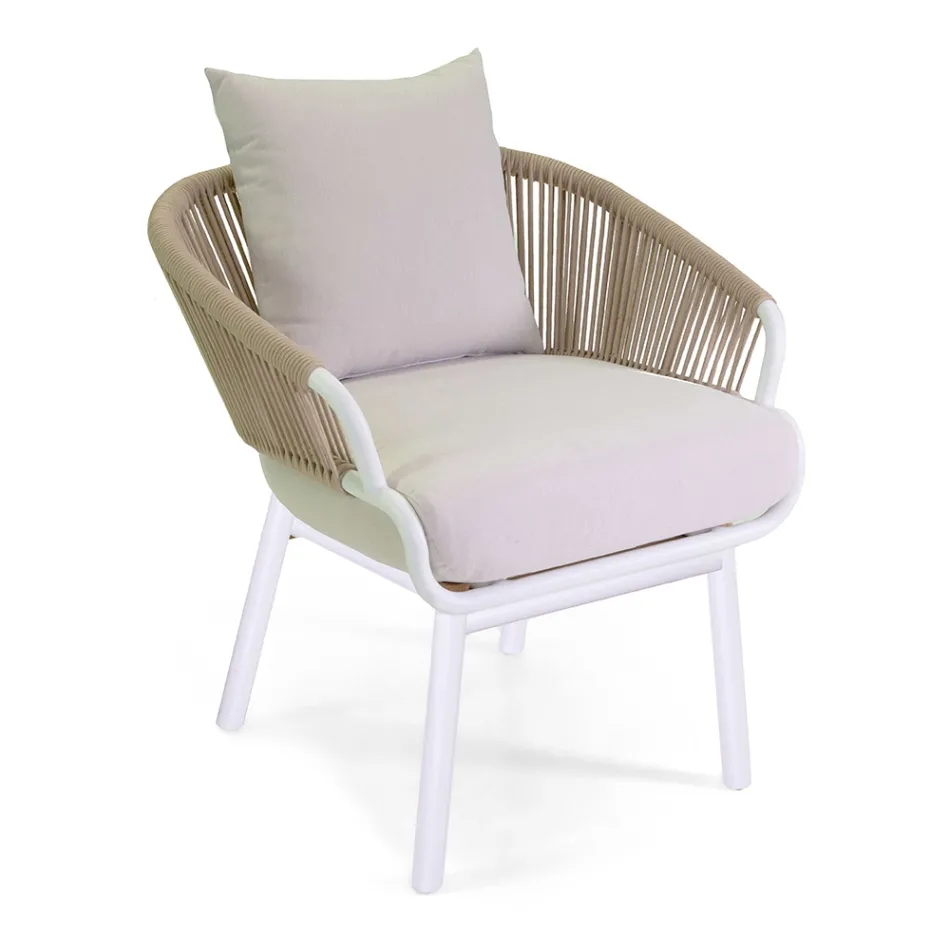 Karrige Kopshti me Kornizë Alumini dhe Litarë me Jastëkë - Tenda Viadurini