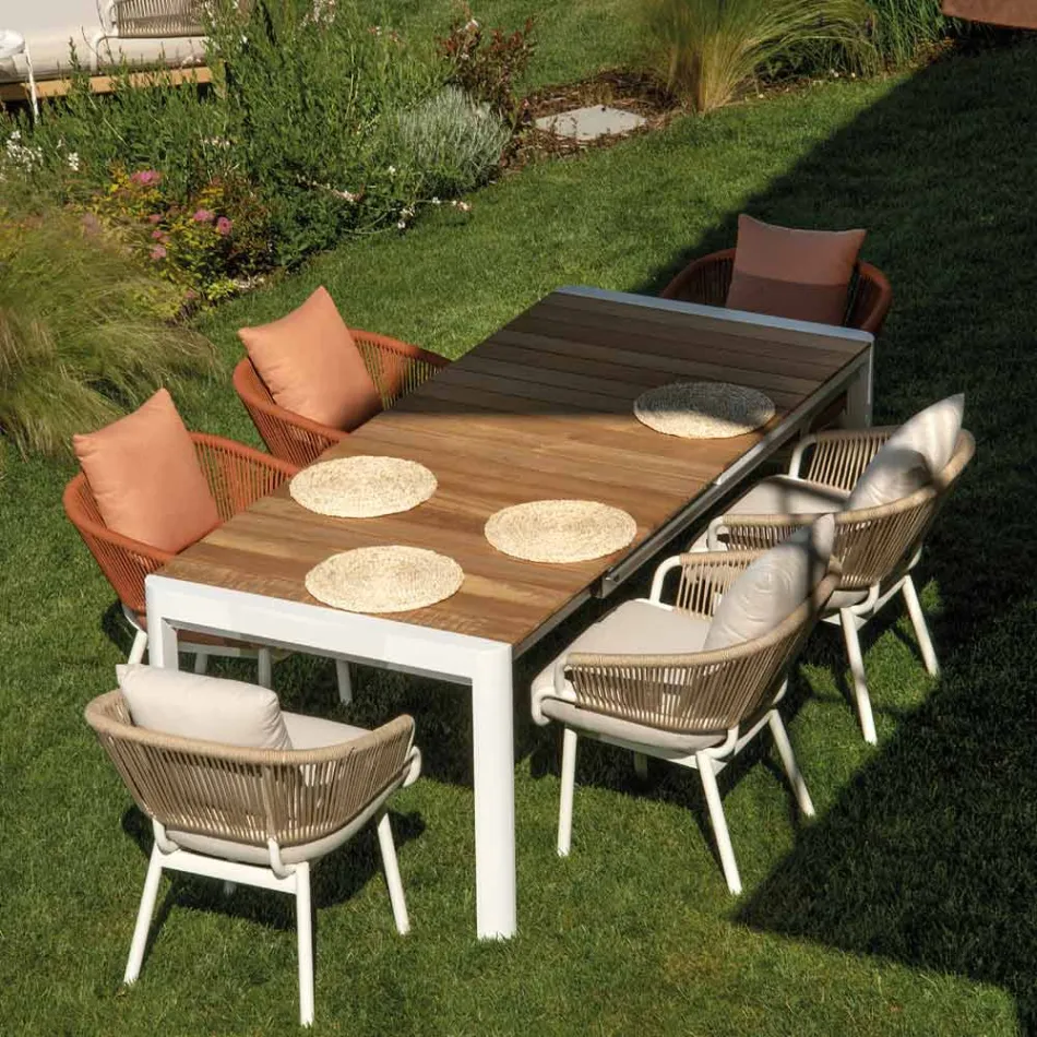 Karrige Kopshti me Kornizë Alumini dhe Litarë me Jastëkë - Tenda Viadurini