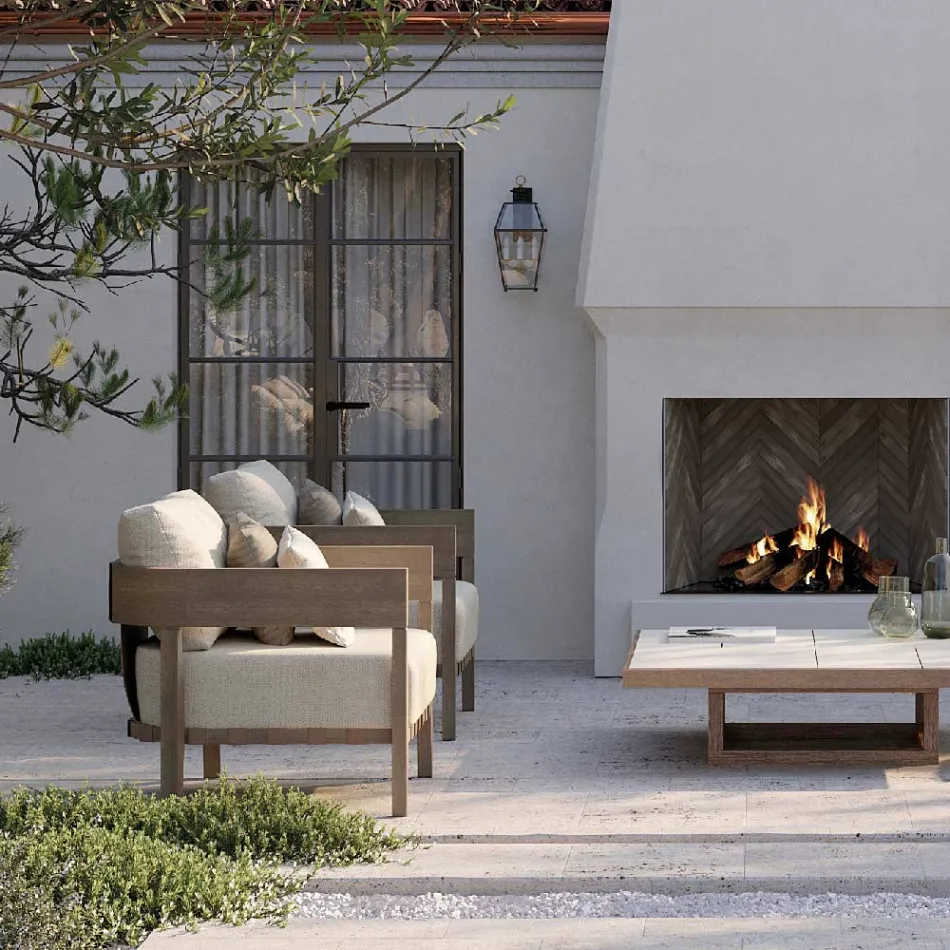 Karrige Kopshti me Kornizë Druri Tik Prodhuar në Itali - Briga Viadurini