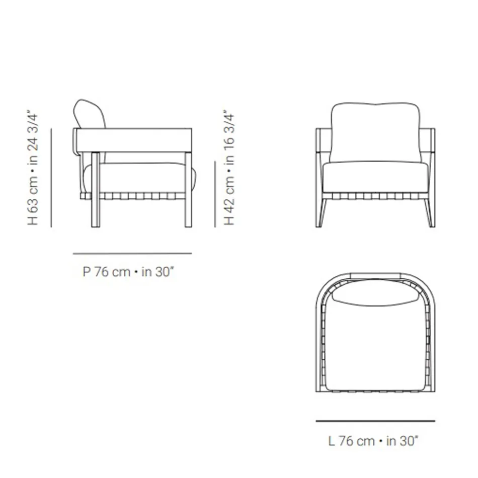 Karrige Kopshti me Kornizë Druri Tik Prodhuar në Itali - Briga Viadurini