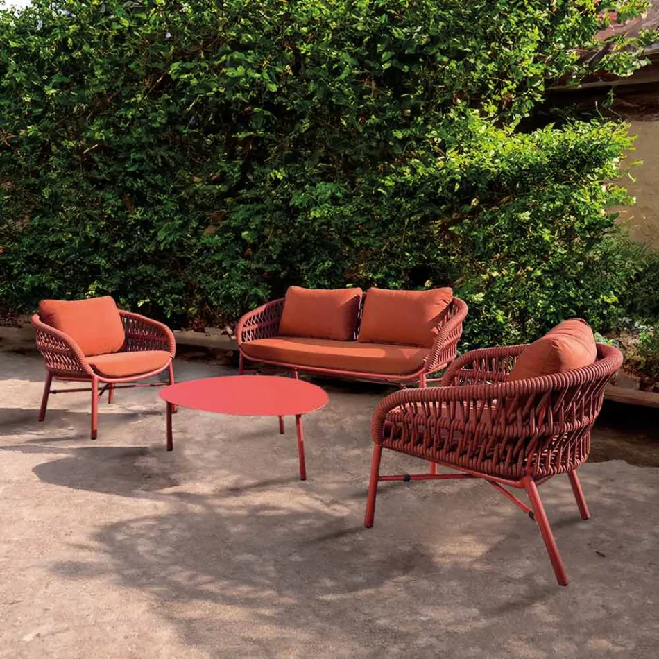 Karrige kopshti në alumin, litar dhe marsala ose pëlhurë e bardhë - Brise Viadurini