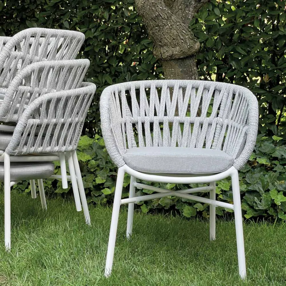 Karrige kopshti në alumin, litar dhe marsala ose pëlhurë e bardhë - Brise Viadurini