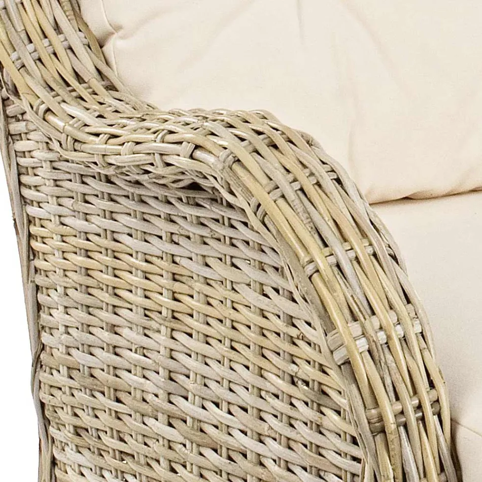 Kolltuku i kopshtit në bastun prej palme kacavjerrëse natyrale për jashtë me jastëkë - Supreme Viadurini