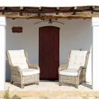 Kolltuku i kopshtit në bastun prej palme kacavjerrëse natyrale për jashtë me jastëkë - Supreme Viadurini