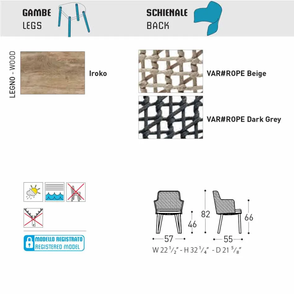 Kolltuk modern kopshti Varaschin Emma në dru të ngurtë iroko Viadurini