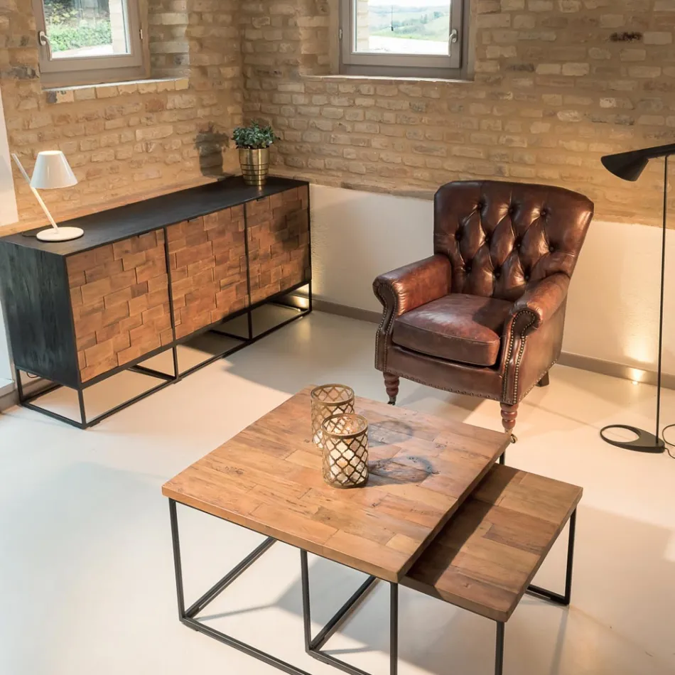 Kolltukë shtëpie tërësisht e prodhuar nga lëkura e vjetëruar e cilësisë së mirë - Stampë Viadurini