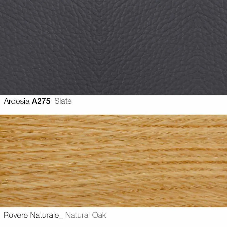 Kolltuk i dhomës së ndenjes me mbështetëse këmbësh në lëkurë dhe dru i bërë në Itali - Flutura Viadurini