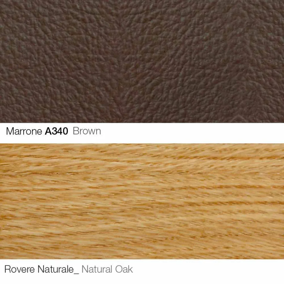 Kolltuk i dhomës së ndenjes me mbështetëse këmbësh në lëkurë dhe dru i bërë në Itali - Flutura Viadurini