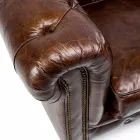 Kolltuku i dhomës së ndenjes në lëkurë Vintage me efekt të vjetëruar me rrota dhe krahë - Stamp Viadurini