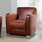 Kolltuku i dhomës së ndenjes prej druri, lëkure dhe metali Prodhuar në Itali - Burlesco Viadurini