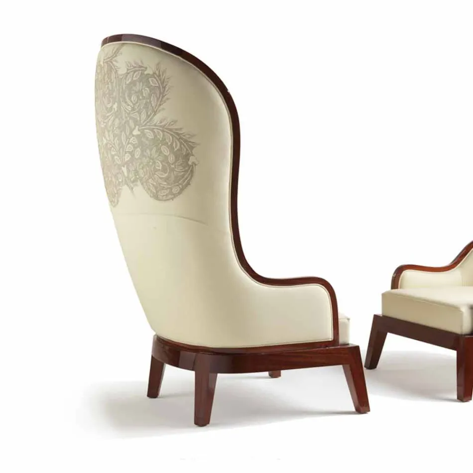 Karrige me sallon lëkure dekorimi me lazer, e bërë në Itali, Eli Viadurini