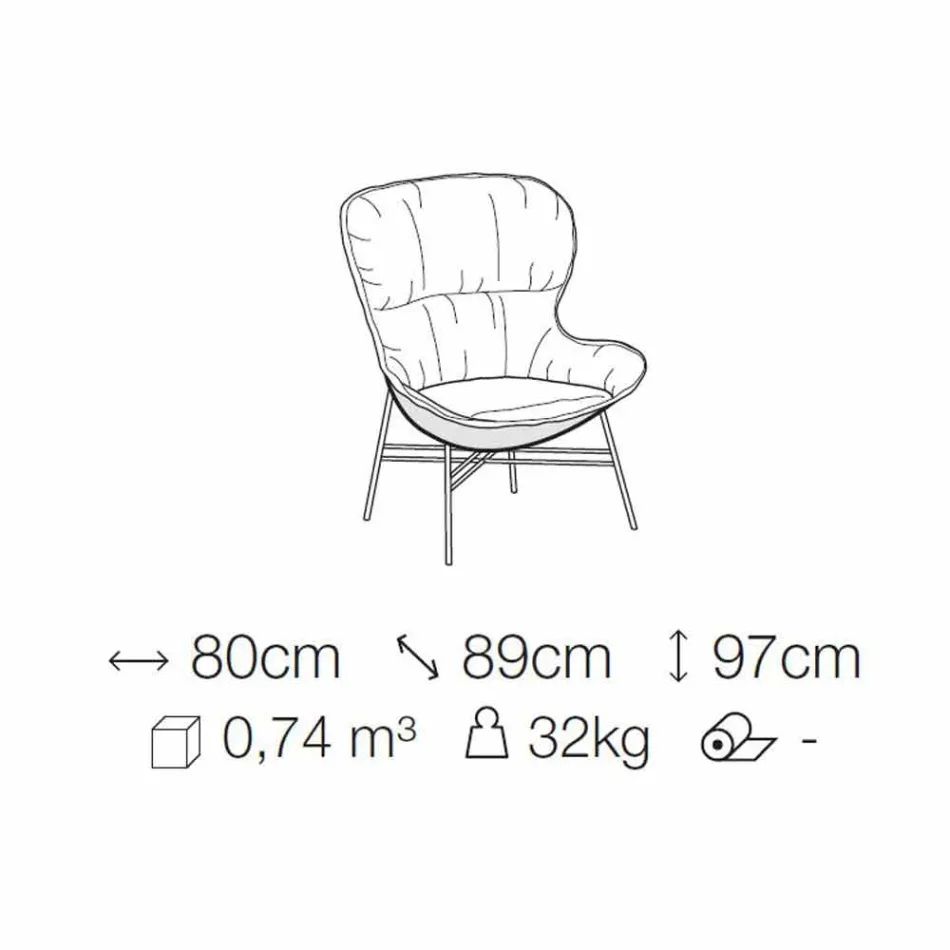 Kolltuk i dhomës së ndenjes në lëkurë dhe pëlhurë me bazë të kromuar prodhuar në Itali - Litchi Viadurini