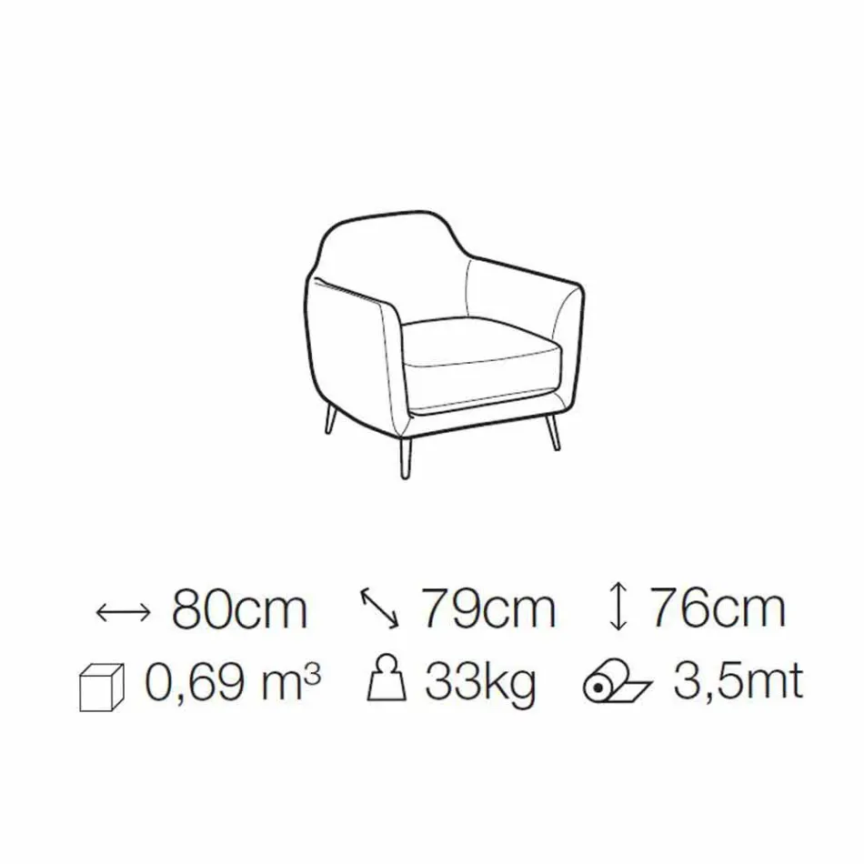 Kolltuk i dhomës së ndenjes në pëlhurë me këmbë metalike prodhuar në Itali - Qershi Viadurini