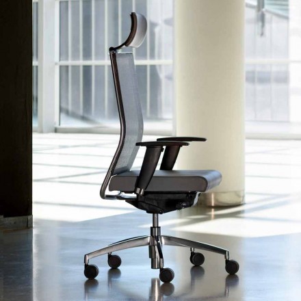 Karrige zyre ergonomike me rrota dhe mbështetëse për kokë - Gimiglia Viadurini
