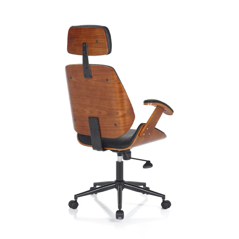 Kolltukë Zyre prej Dru, Lëkurë Sintetike dhe Metal - Alaccia Viadurini