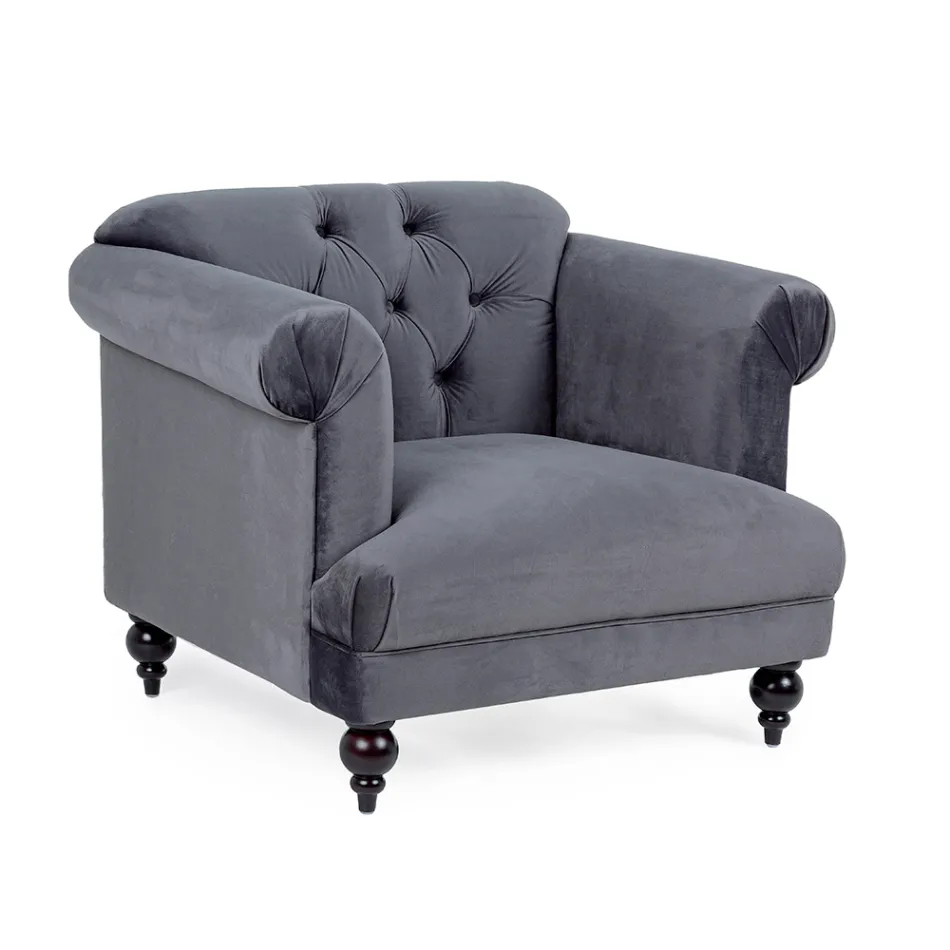 Kolltukë me dizajn klasik në dru dhe efekt gri ose kadife rozë - Sanny Viadurini