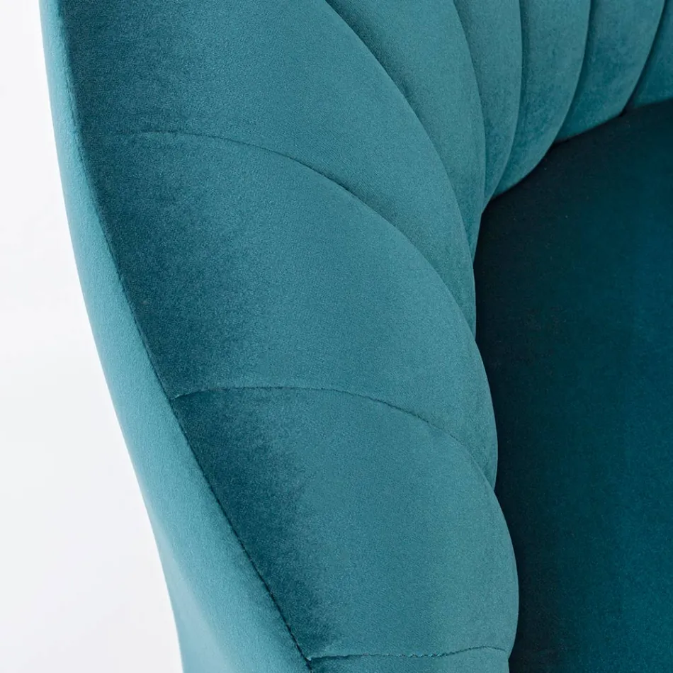 Kolltuk me dizajn elegant Dhomë ndenjeje luksoze në çelik dhe kadife - Courtney Viadurini