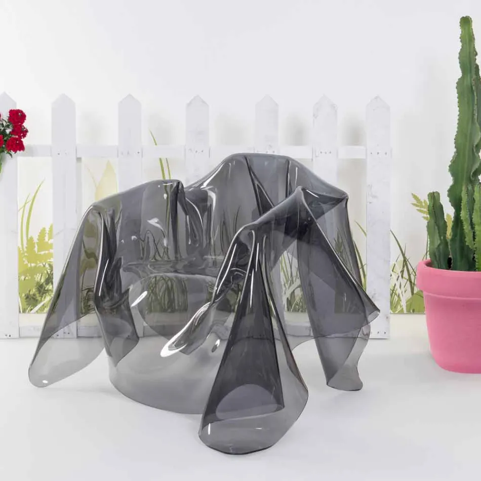 Kolltuk dizajni bashkëkohor në plexiglass fumé Paris, bërë në Itali Viadurini