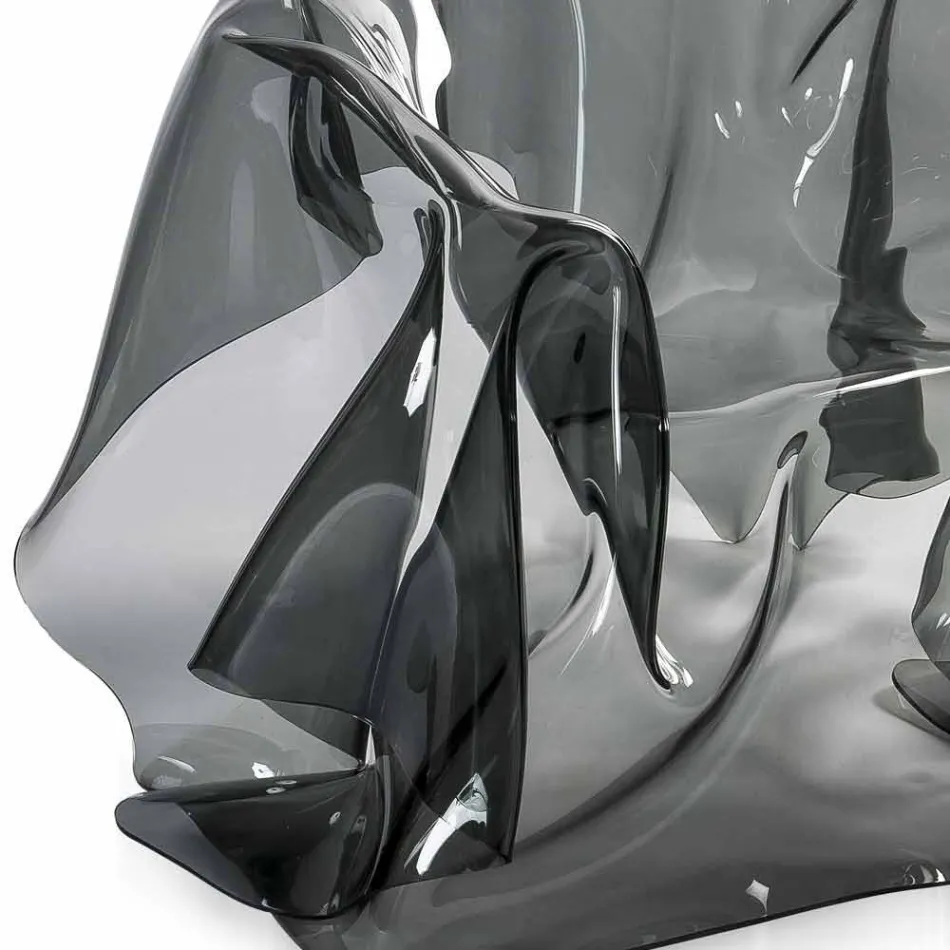 Kolltuk dizajni bashkëkohor në plexiglass fumé Paris, bërë në Itali Viadurini