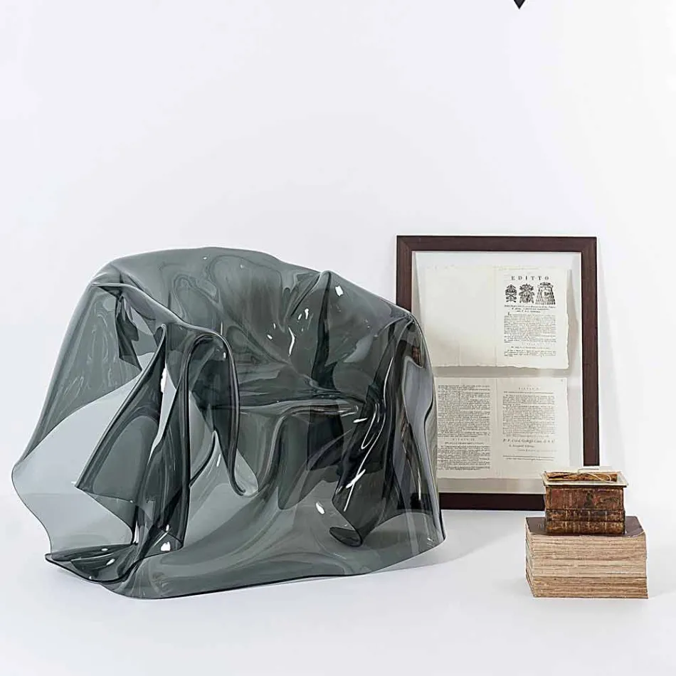 Kolltuk dizajni bashkëkohor në plexiglass fumé Paris, bërë në Itali Viadurini