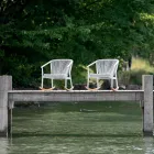 Kolltuk lëkundës kopshti në dru dhe pëlhura të ngurta - Smart nga Varaschin Viadurini