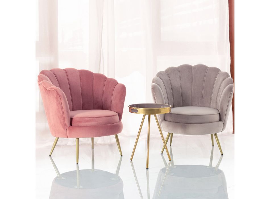 Kolltuku elegant i dhomës së ndenjes me tapiceri me efekt kadifeje 3 - Geppy Viadurini