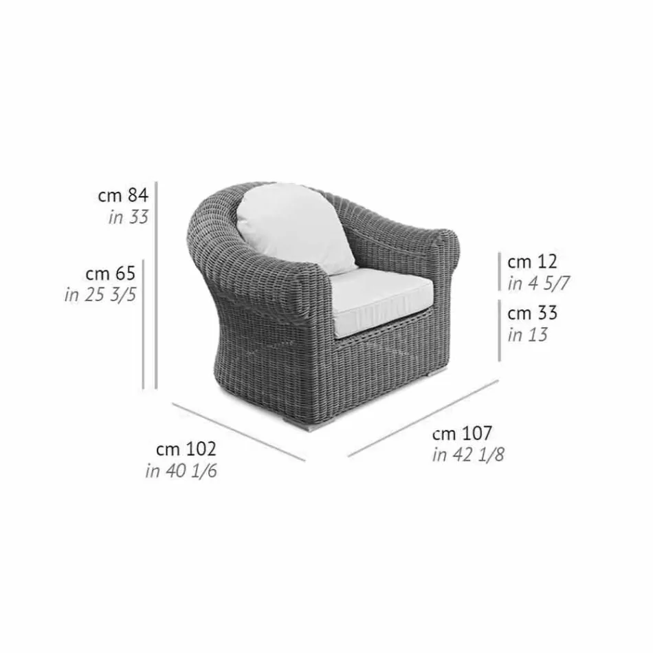 Kolltuk i jashtëm në bastun prej palme kacavjerrëse sintetike të endura dhe pëlhurë të bardhë ose ekru - Yves Viadurini