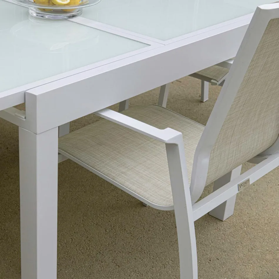 Karrige kopshti e stivueshme në tekstile dhe alumin - Foglio Viadurini