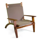 Kolltukë me pëlhurë me përzierje druri akacie dhe pambuku/poliesteri - Bottega Viadurini