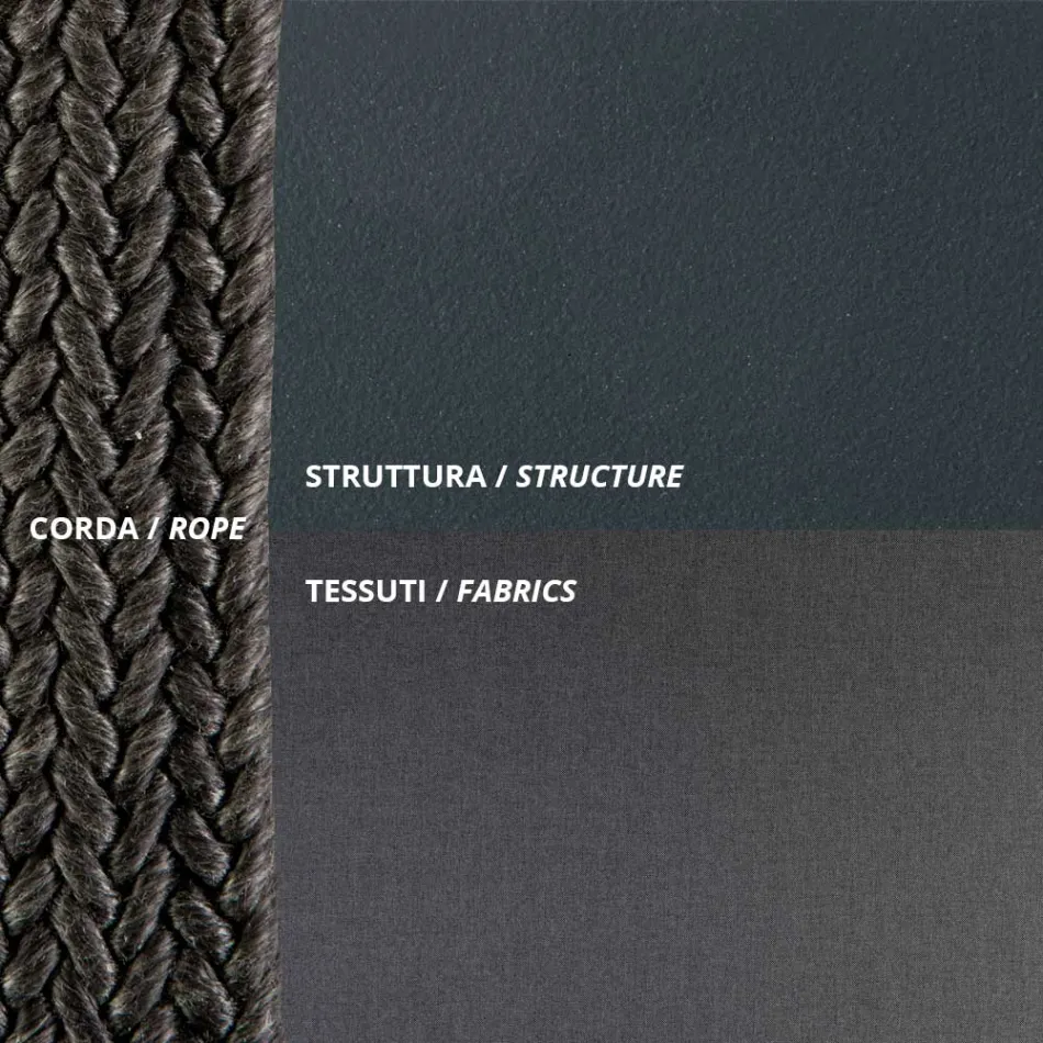 Kolltukë në natyrë nga çeliku dhe litar i galvanizuar me jastëkë Prodhuar në Itali - Helga Viadurini