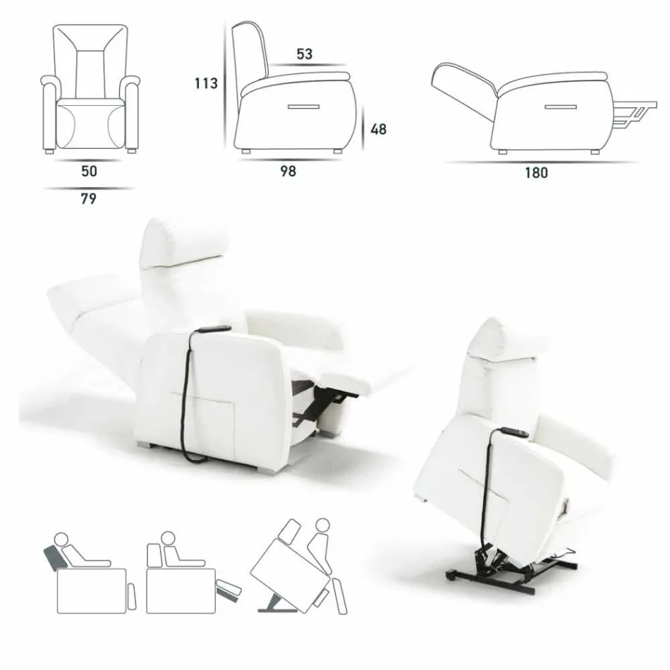 Kolltuk relaksues me dizajn trëndafili me 2 motorë, prodhuar në Itali Viadurini